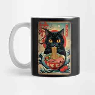 Unisex Anime Cat Ramen Japanese Funny Graphic Tees Kawaii Cat Anime Mug
